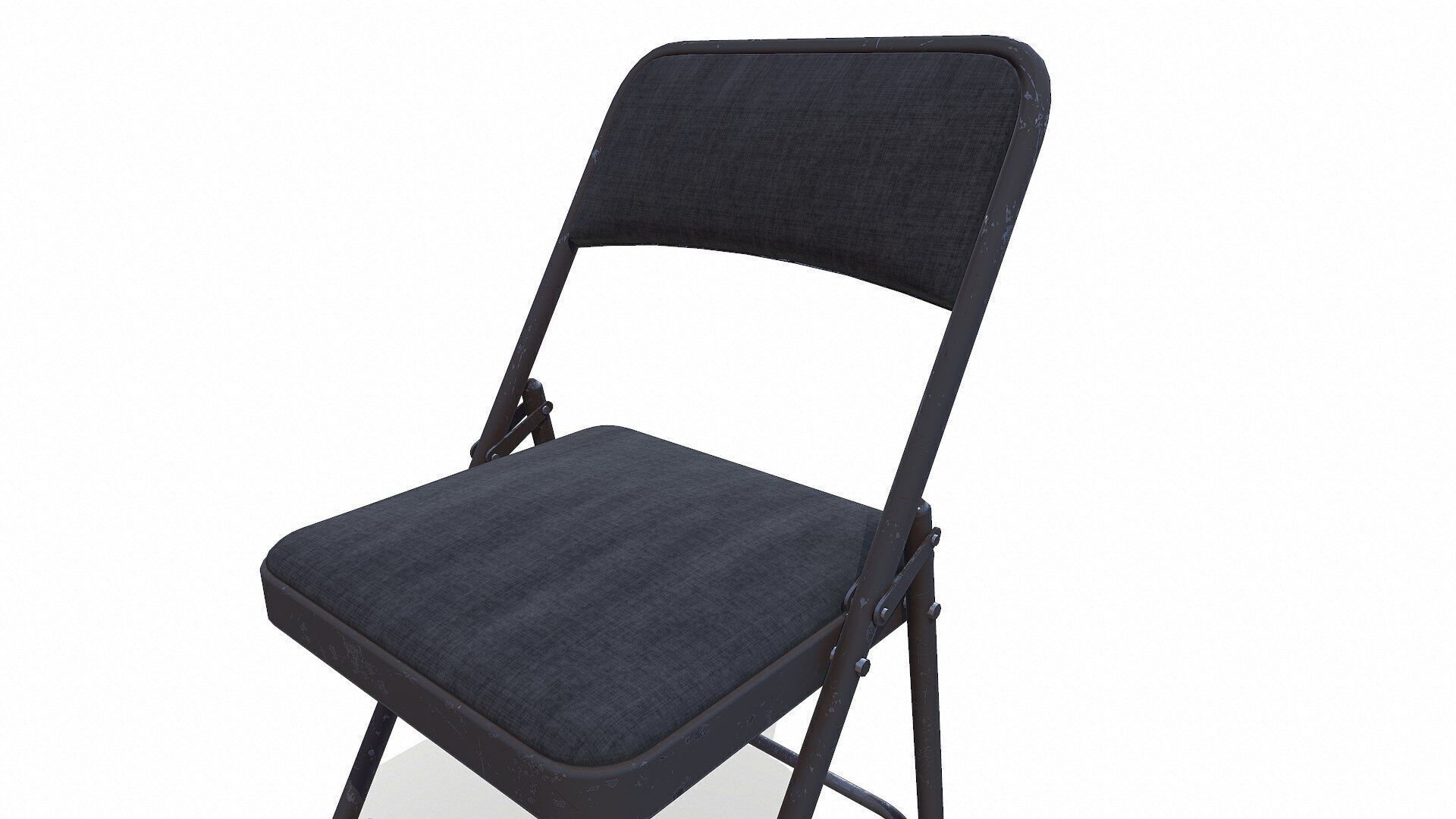 Old Metal Folding Chair With Cushion Low-poly PBR Low-poly 3D model_12