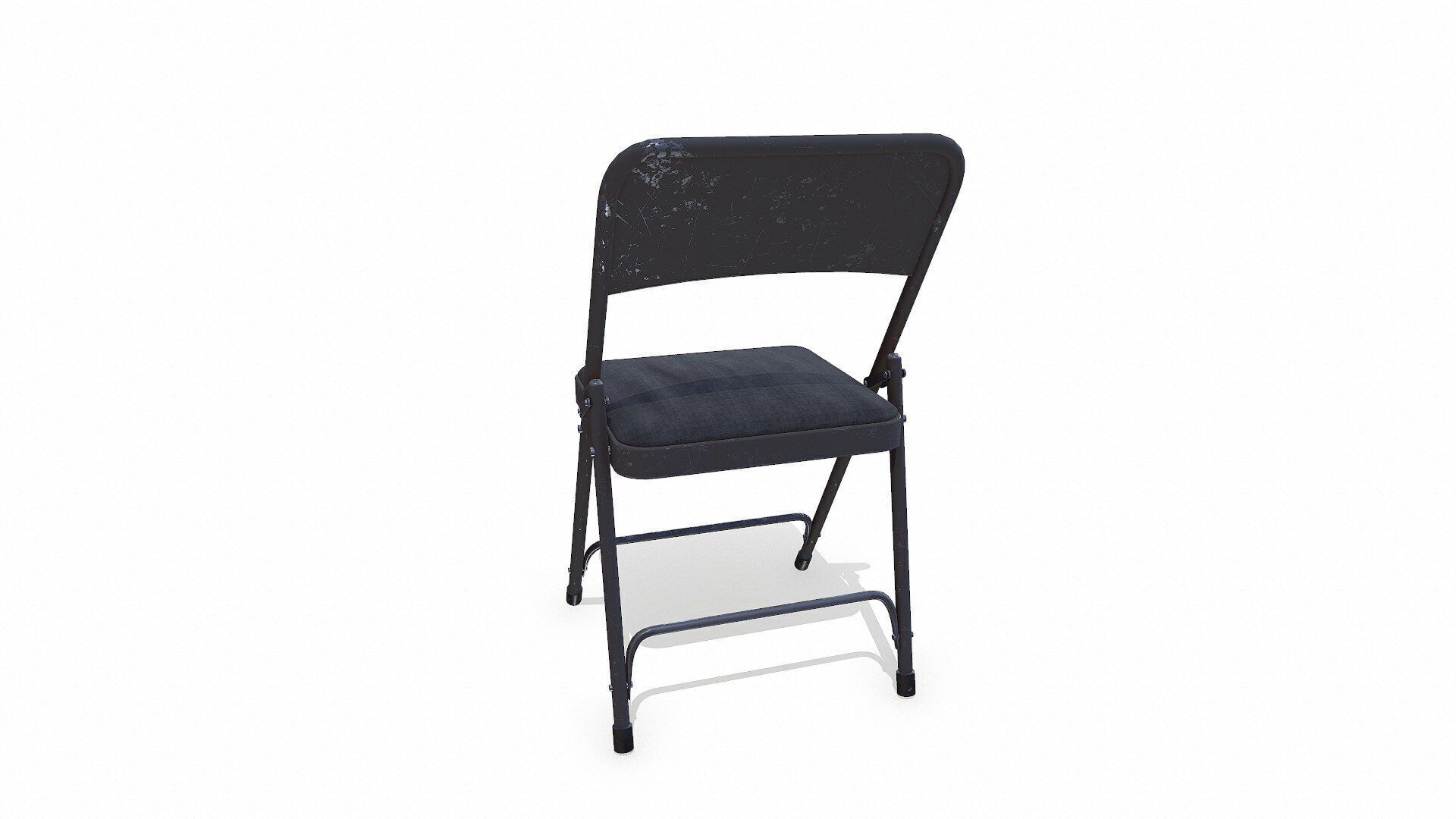 Old Metal Folding Chair With Cushion Low-poly PBR Low-poly 3D model_6