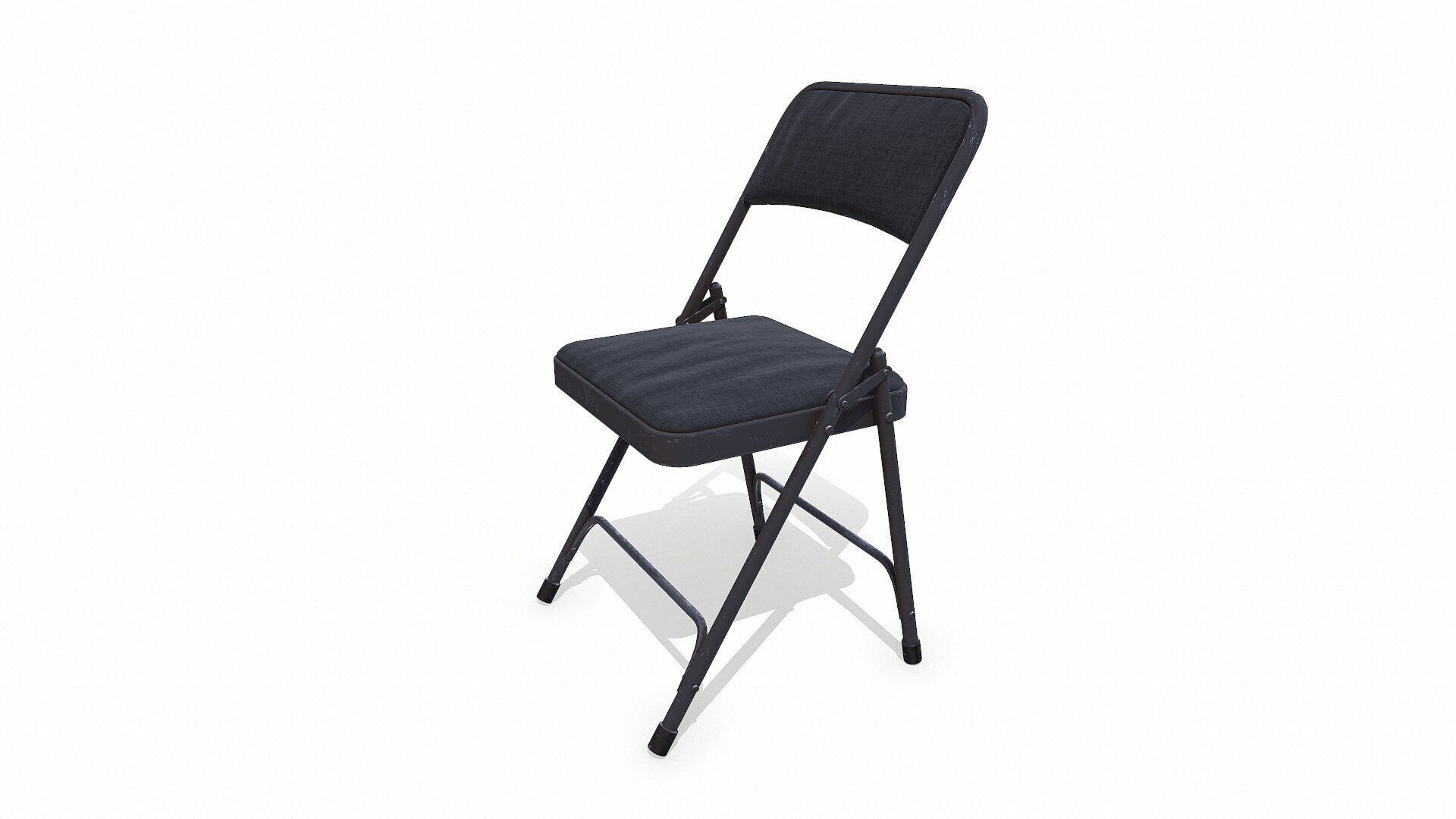 Old Metal Folding Chair With Cushion Low-poly PBR Low-poly 3D model_3