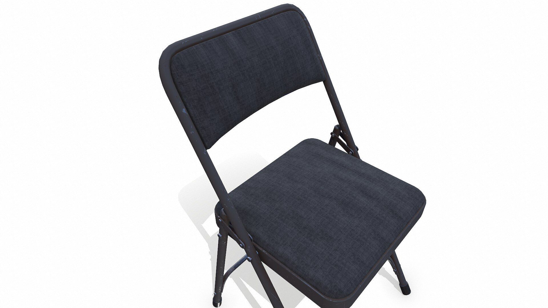 Old Metal Folding Chair With Cushion Low-poly PBR Low-poly 3D model_11