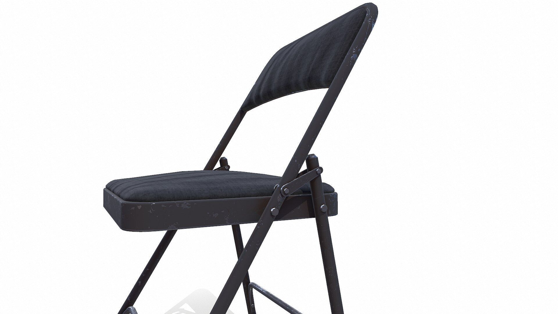 Old Metal Folding Chair With Cushion Low-poly PBR Low-poly 3D model_13