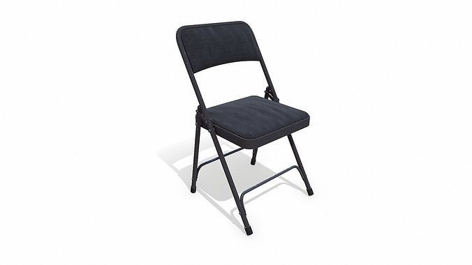Old Metal Folding Chair With Cushion Low-poly PBR Low-poly 3D model