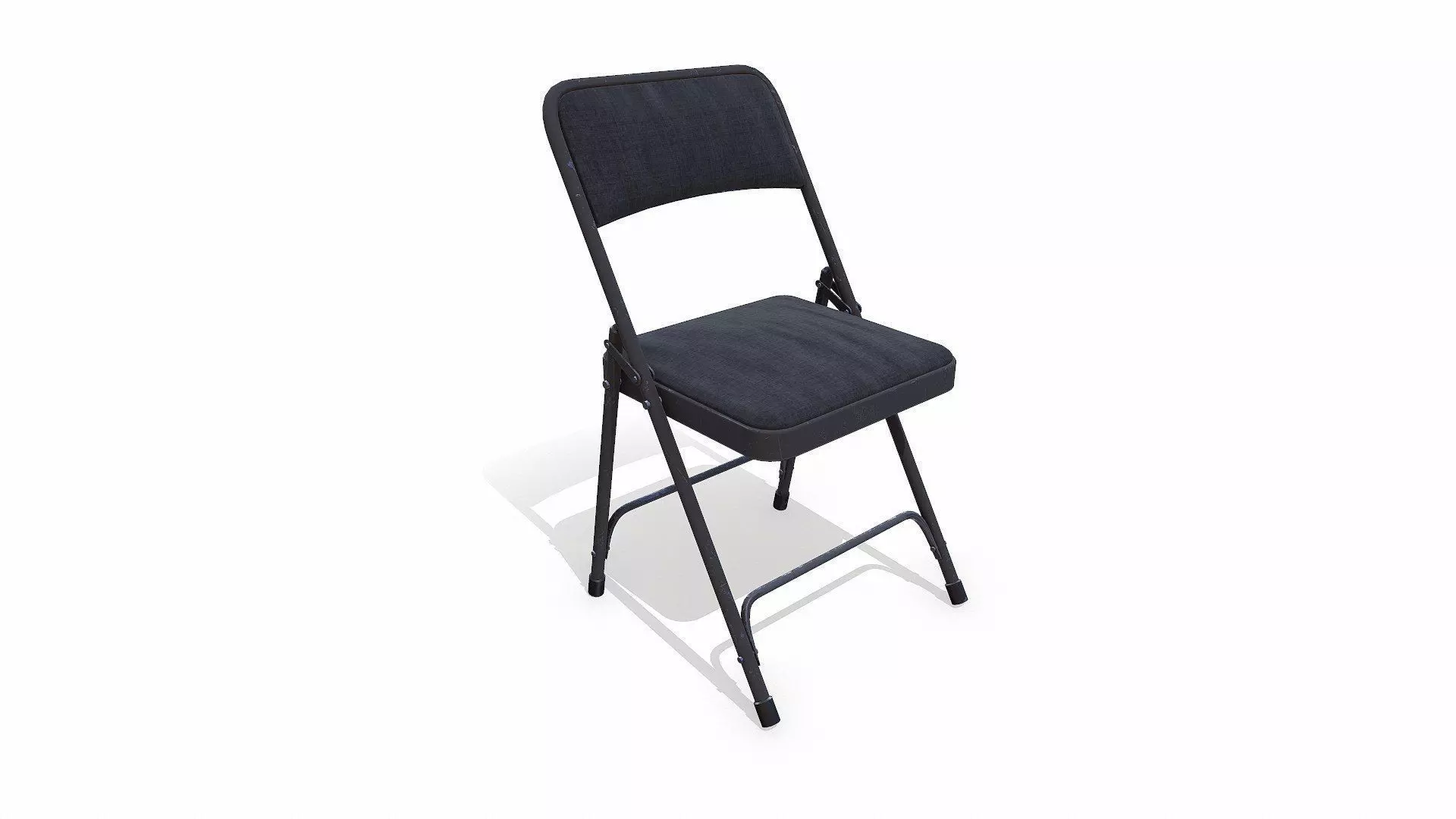 Old Metal Folding Chair With Cushion Low-poly PBR Low-poly 3D model_0