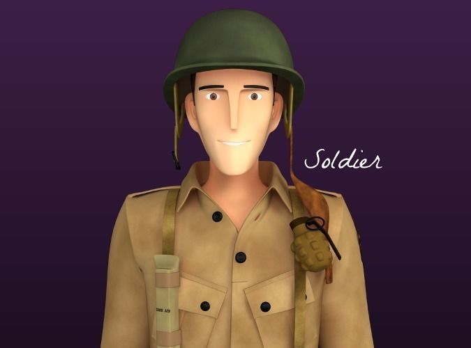 Band Of Brothers cartoon WW2 Character Combo Pack 3D model_1