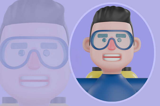 Stylized 3D Male Oceanographer Character - Marine Scientist 3D model
