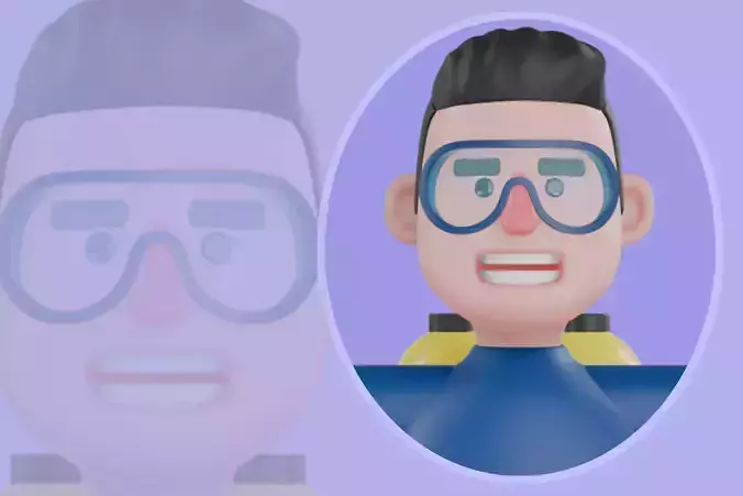 Stylized 3D Male Oceanographer Character - Marine Scientist