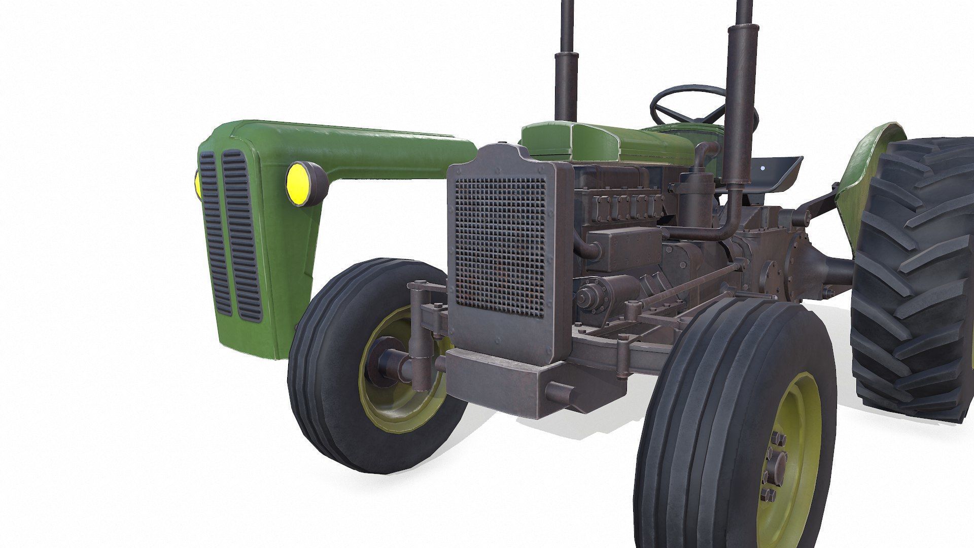 Old Generic Tractor Low-poly PBR Low-poly 3D model_5