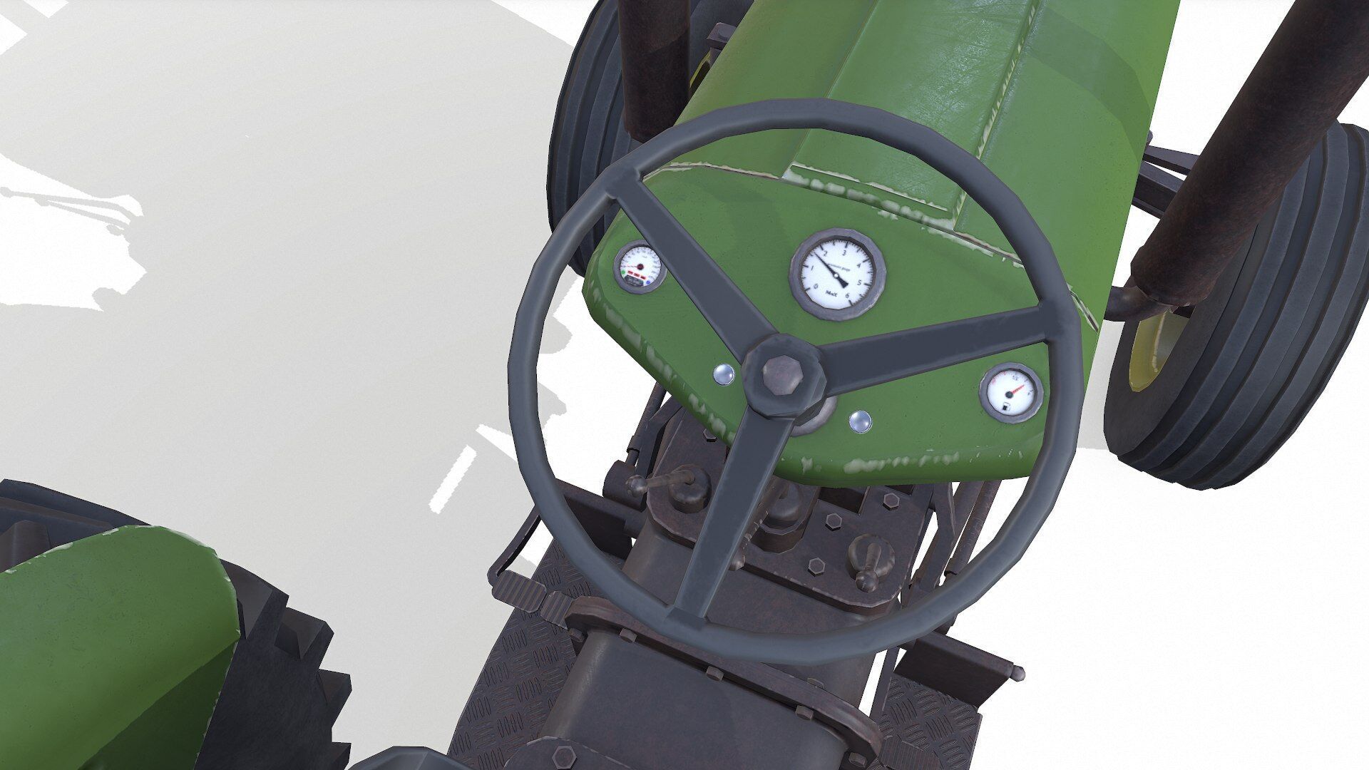 Old Generic Tractor Low-poly PBR Low-poly 3D model_21