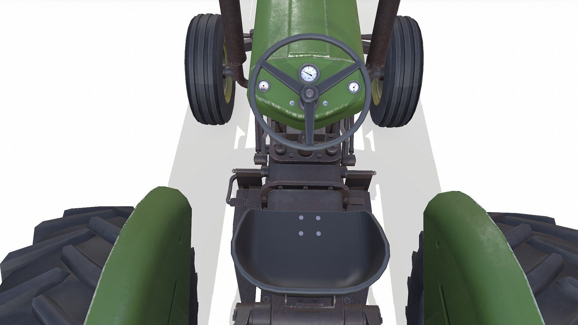 Old Generic Tractor Low-poly PBR Low-poly 3D model_20