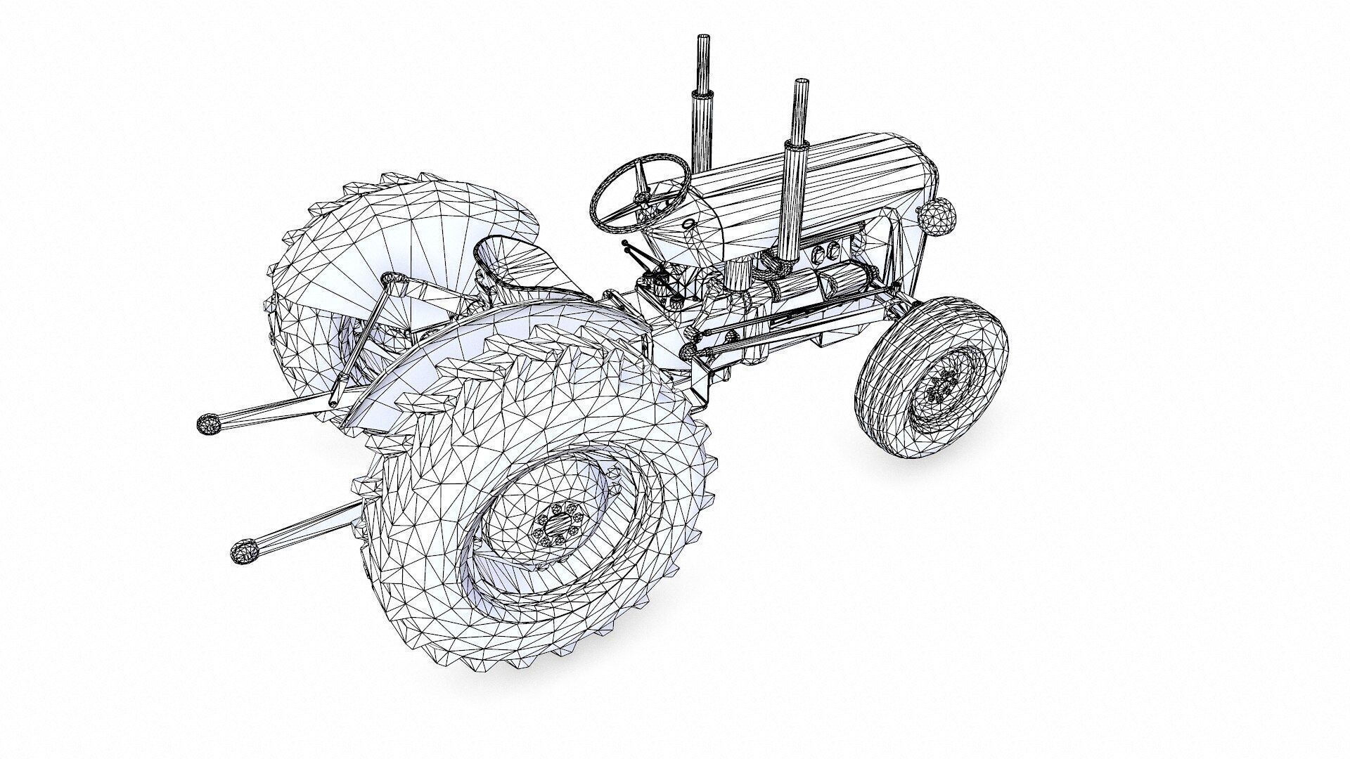 Old Generic Tractor Low-poly PBR Low-poly 3D model_26