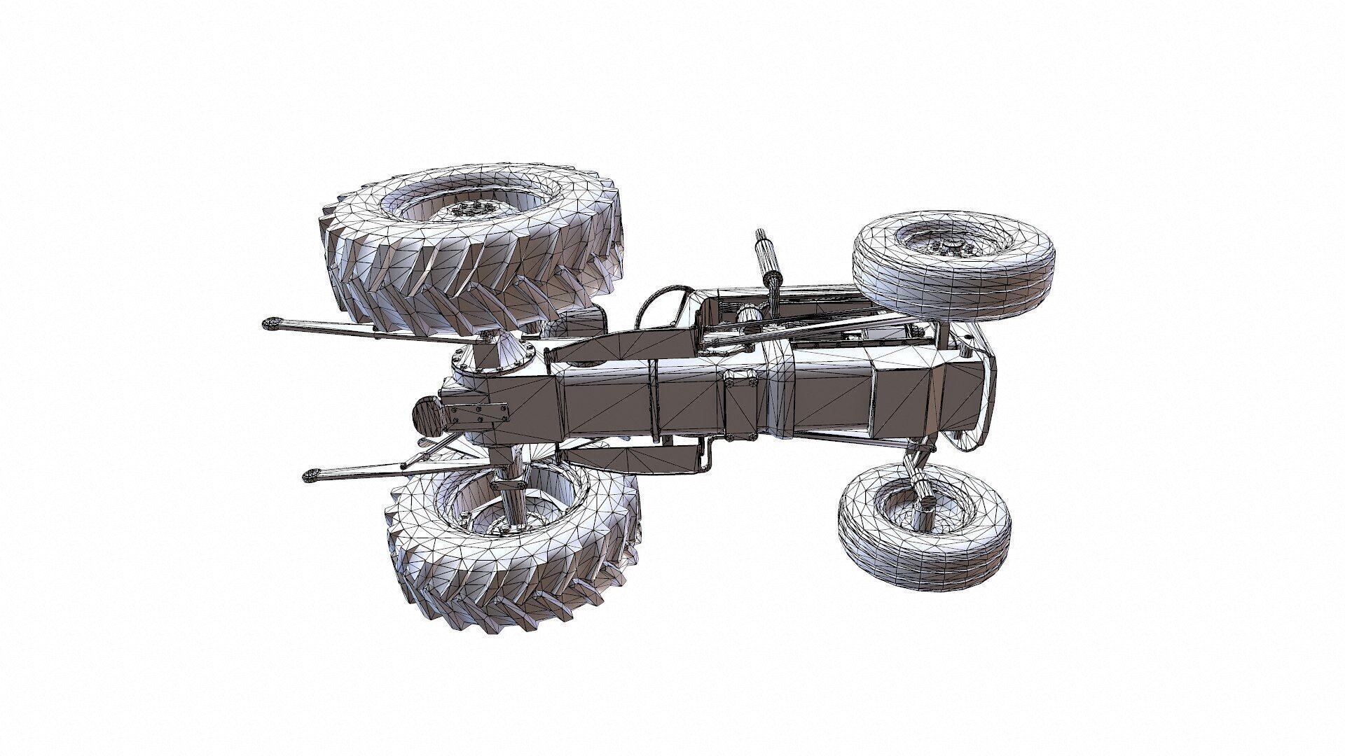 Old Generic Tractor Low-poly PBR Low-poly 3D model_27