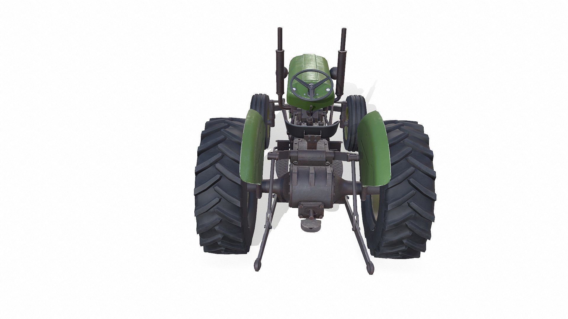 Old Generic Tractor Low-poly PBR Low-poly 3D model_10