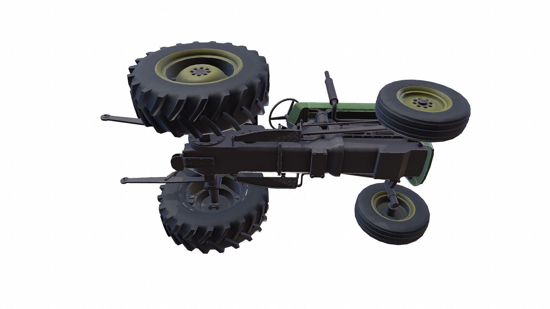Old Generic Tractor Low-poly PBR Low-poly 3D model_24