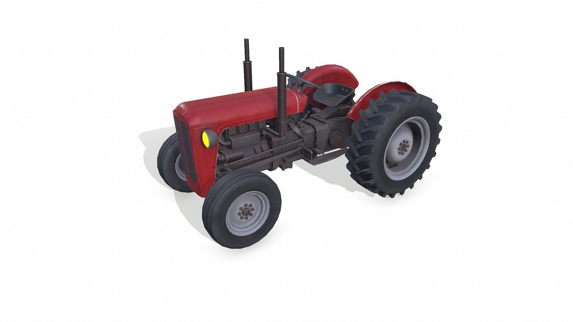 Old Generic Tractor Low-poly PBR Low-poly 3D model_3