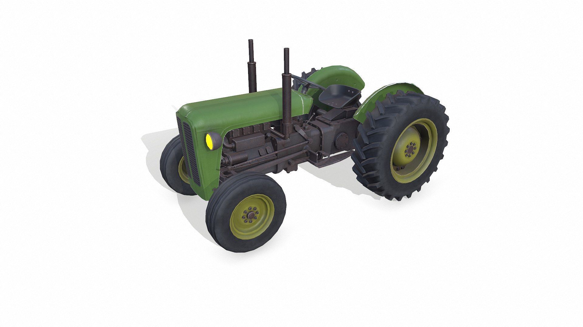 Old Generic Tractor Low-poly PBR Low-poly 3D model_2