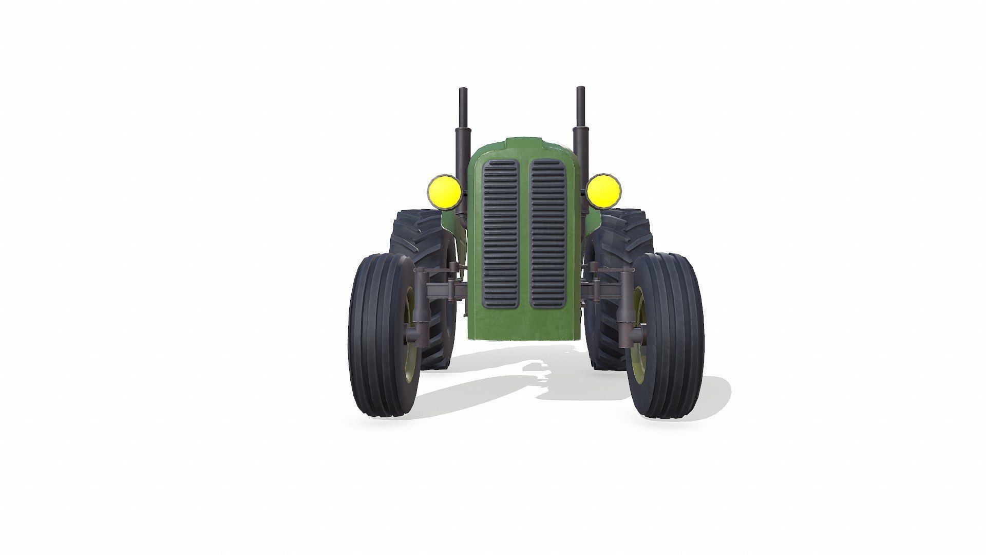 Old Generic Tractor Low-poly PBR Low-poly 3D model_16