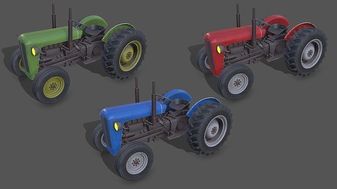Old Generic Tractor Low-poly PBR Low-poly 3D model