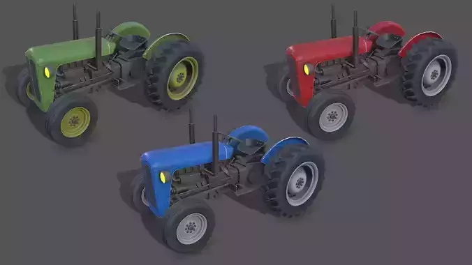 Old Generic Tractor Low-poly PBR