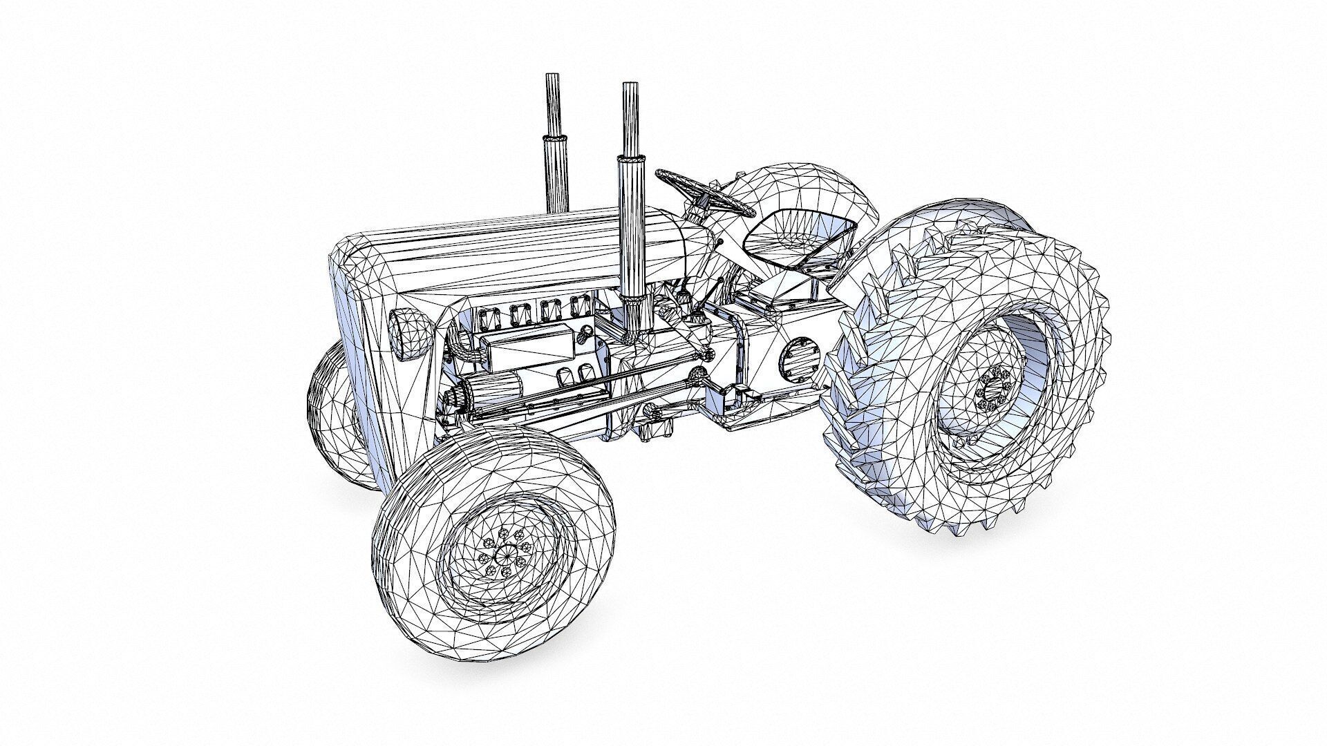 Old Generic Tractor Low-poly PBR Low-poly 3D model_25