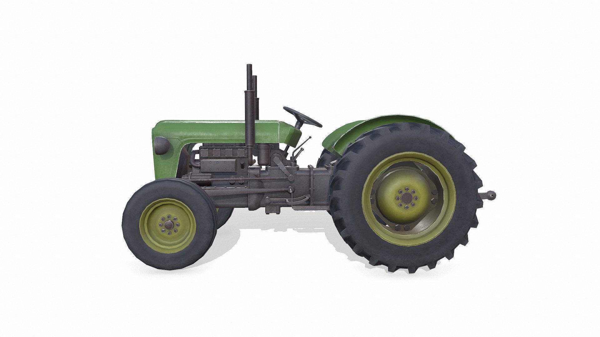 Old Generic Tractor Low-poly PBR Low-poly 3D model_8