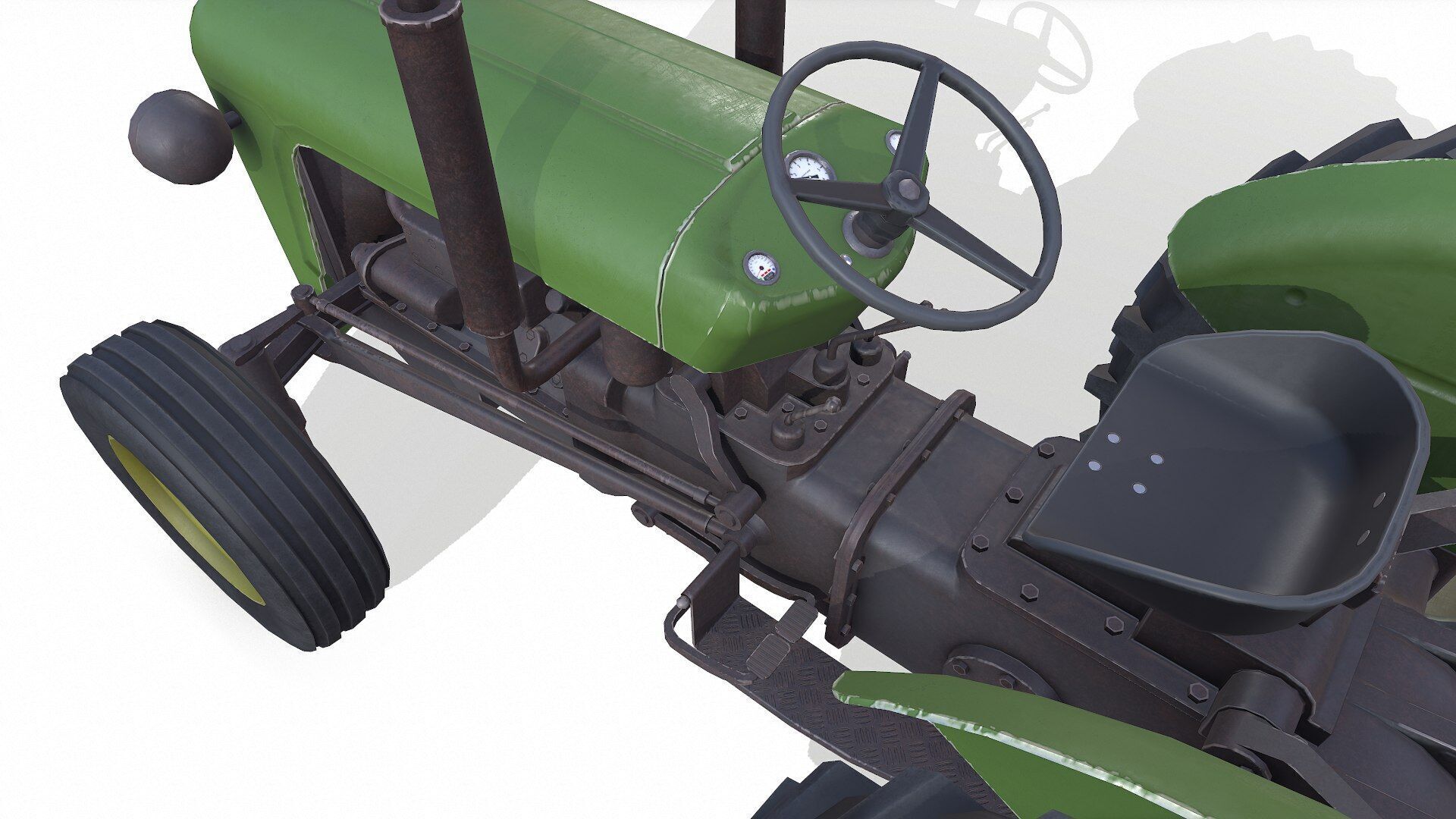 Old Generic Tractor Low-poly PBR Low-poly 3D model_19