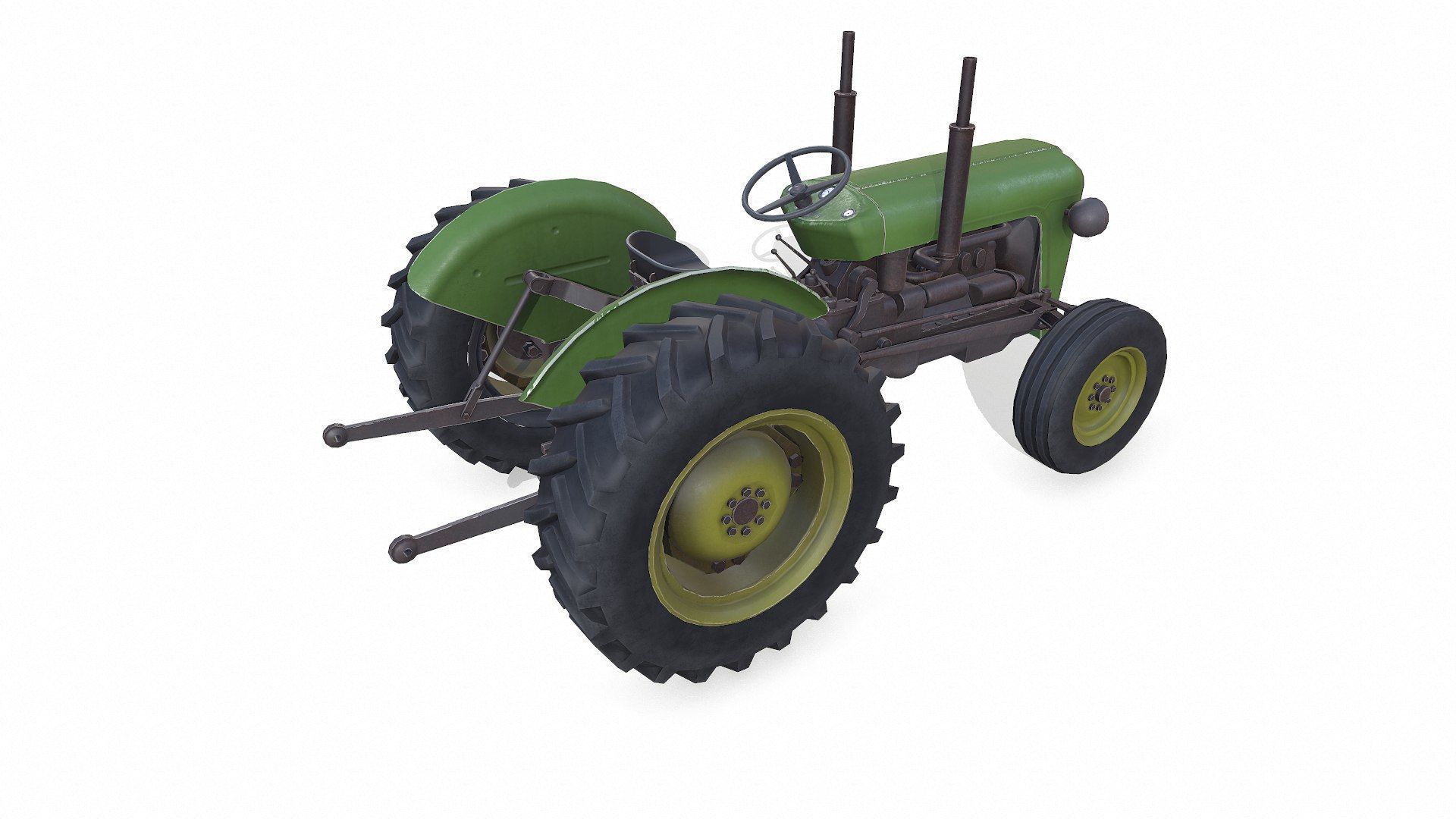 Old Generic Tractor Low-poly PBR Low-poly 3D model_11