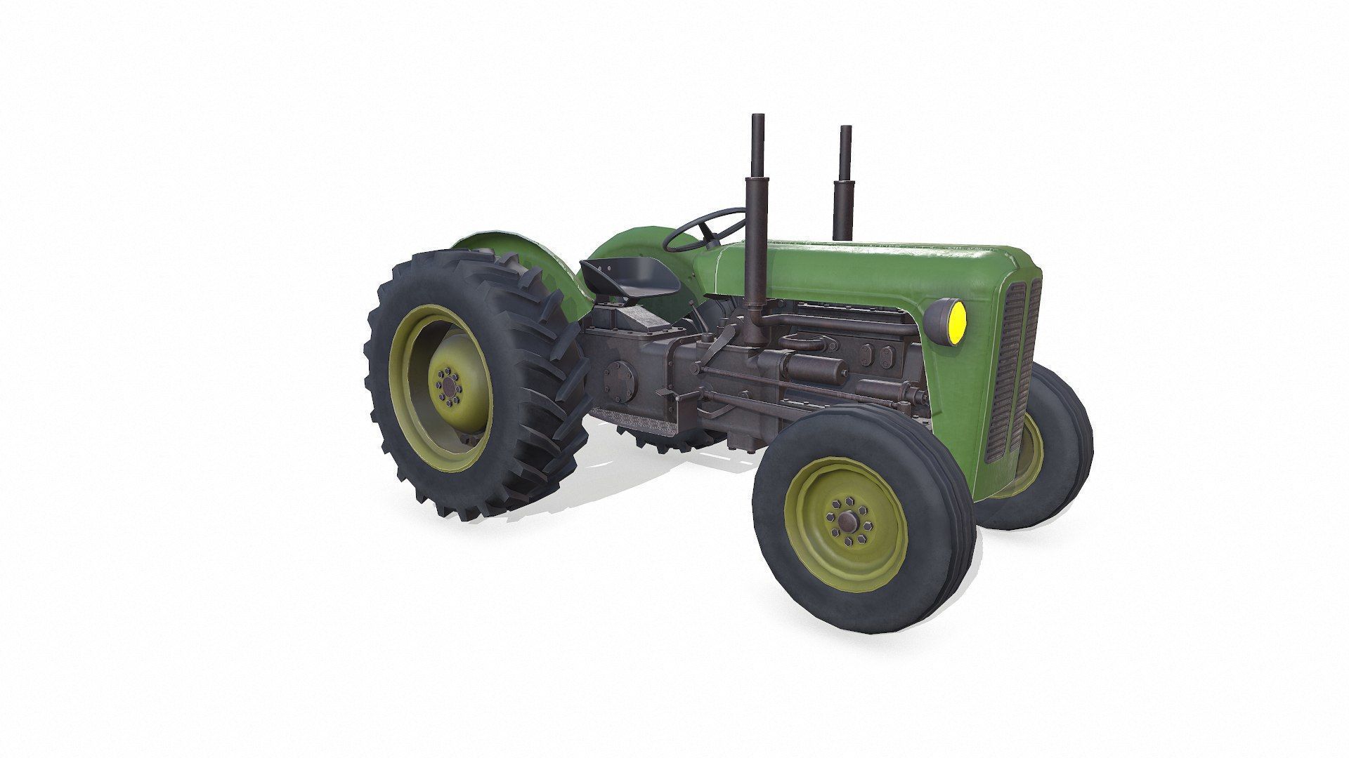 Old Generic Tractor Low-poly PBR Low-poly 3D model_14
