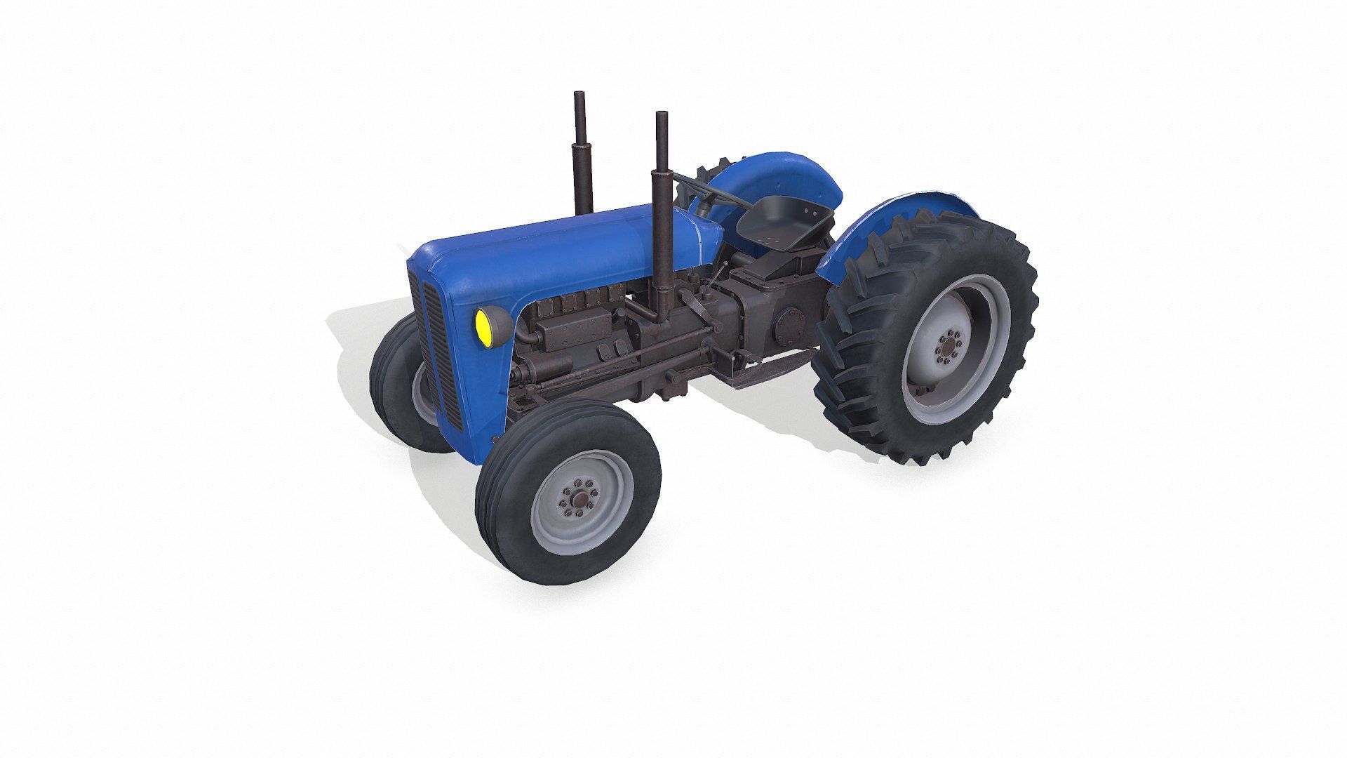Old Generic Tractor Low-poly PBR Low-poly 3D model_1