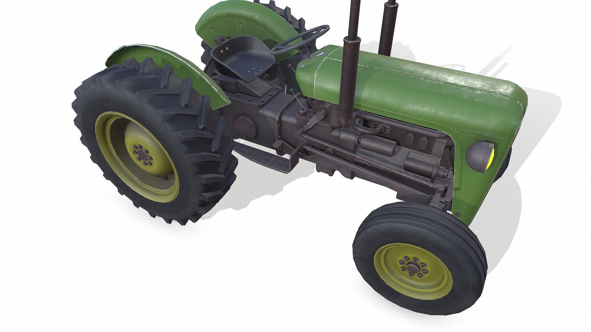 Old Generic Tractor Low-poly PBR Low-poly 3D model_23