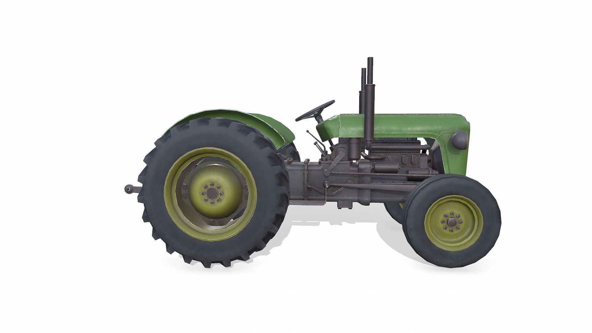 Old Generic Tractor Low-poly PBR Low-poly 3D model_12