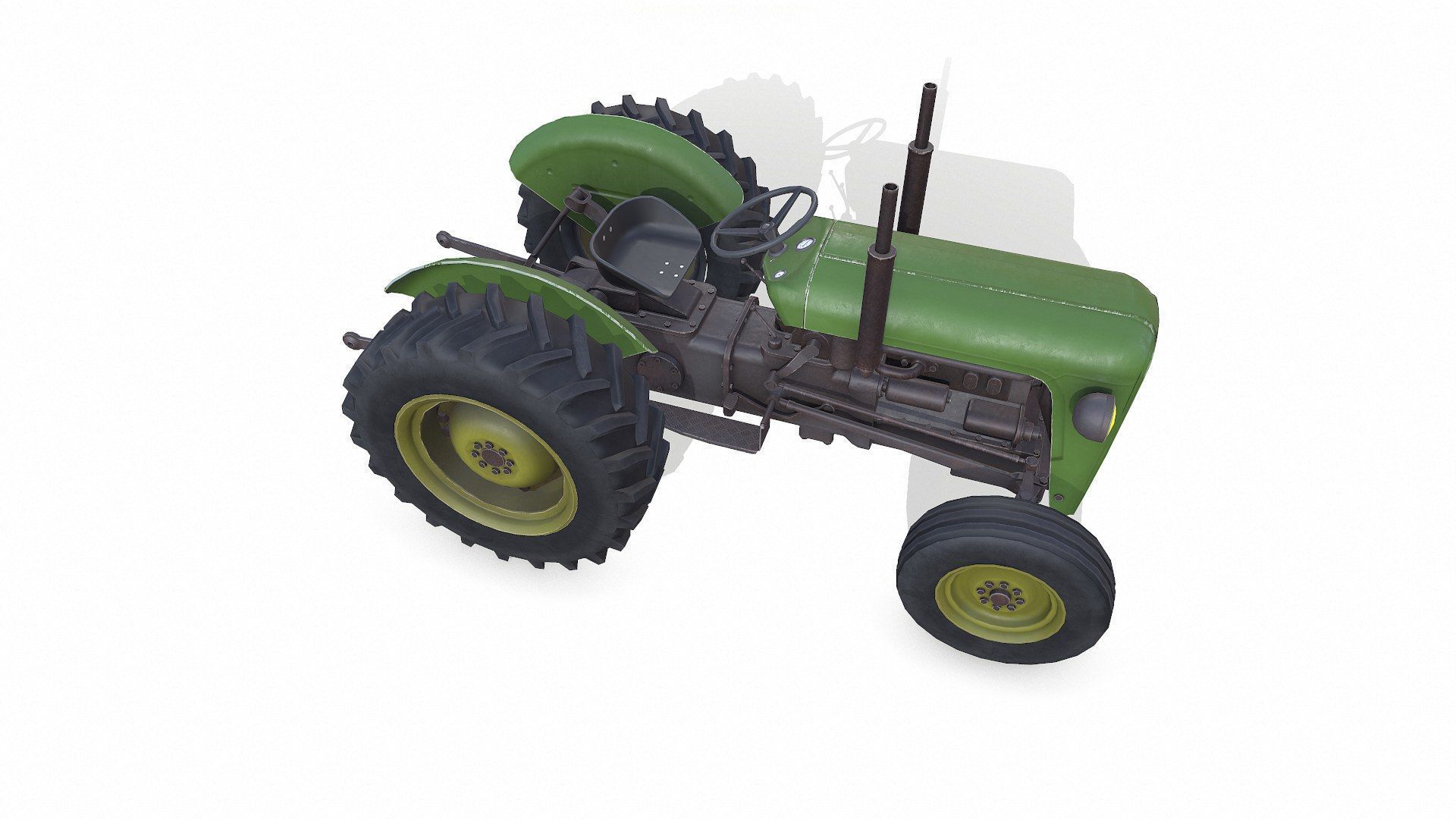 Old Generic Tractor Low-poly PBR Low-poly 3D model_13