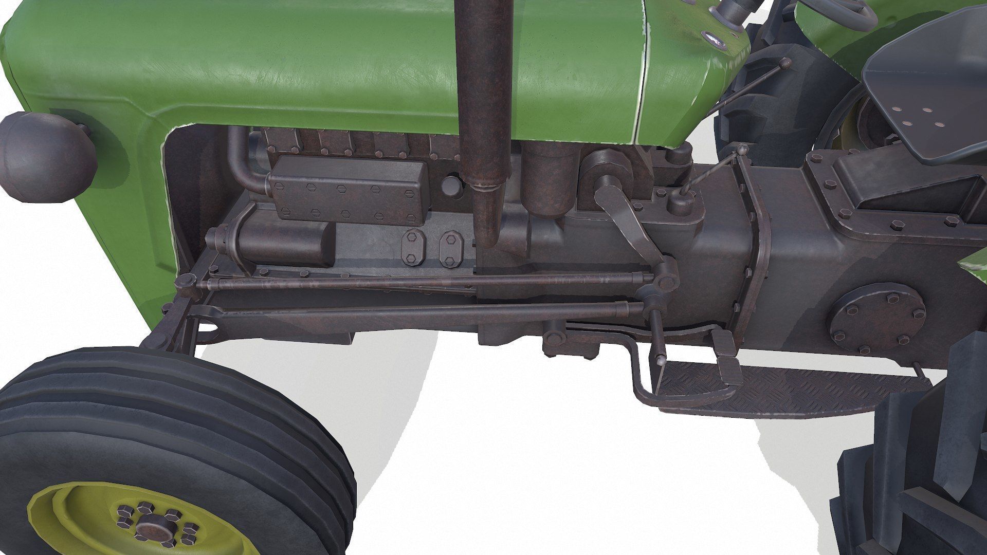 Old Generic Tractor Low-poly PBR Low-poly 3D model_18