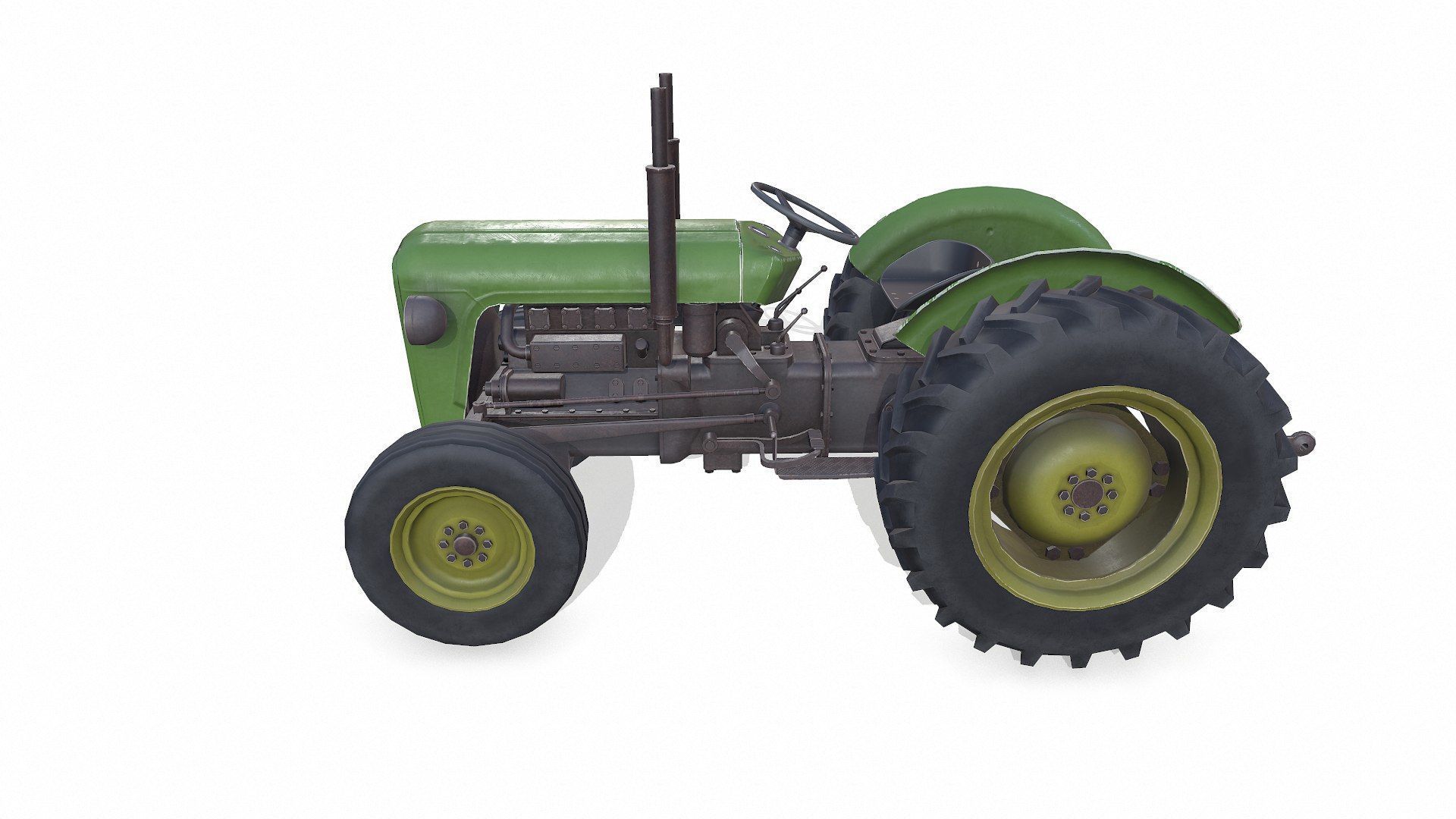 Old Generic Tractor Low-poly PBR Low-poly 3D model_7