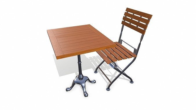 Old Cafe Table And Chair 2 Low-poly PBR Low-poly 3D model