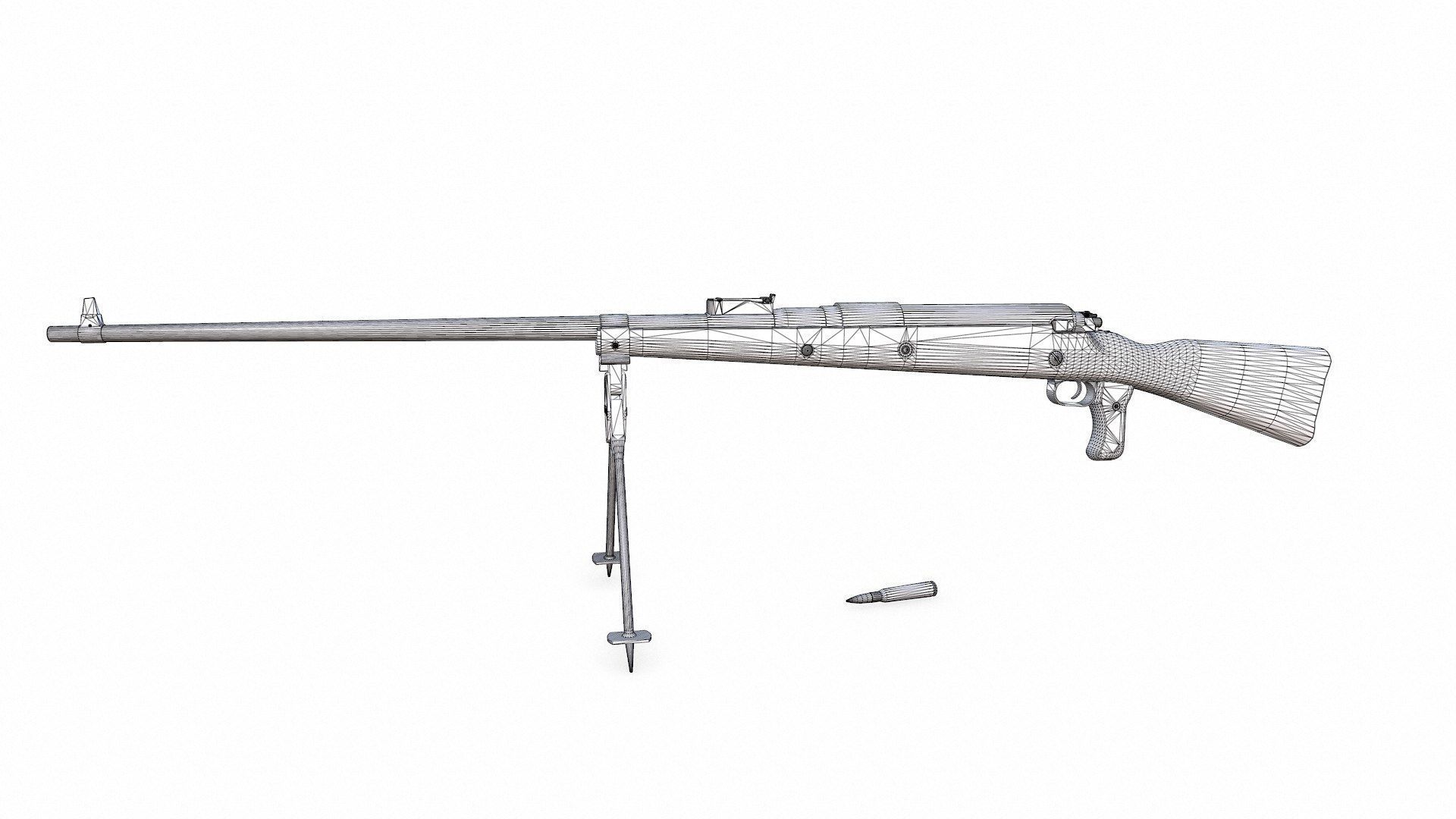 Mauser Tankgewehr T Gewehr M1918 Anti Tank Rifle Low-poly PBR Low-poly 3D model_23