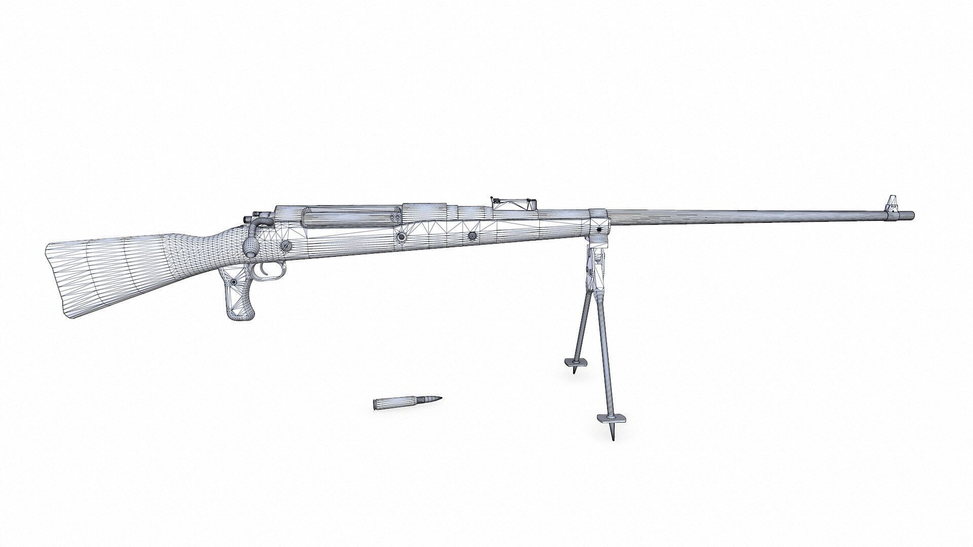 Mauser Tankgewehr T Gewehr M1918 Anti Tank Rifle Low-poly PBR Low-poly 3D model_22