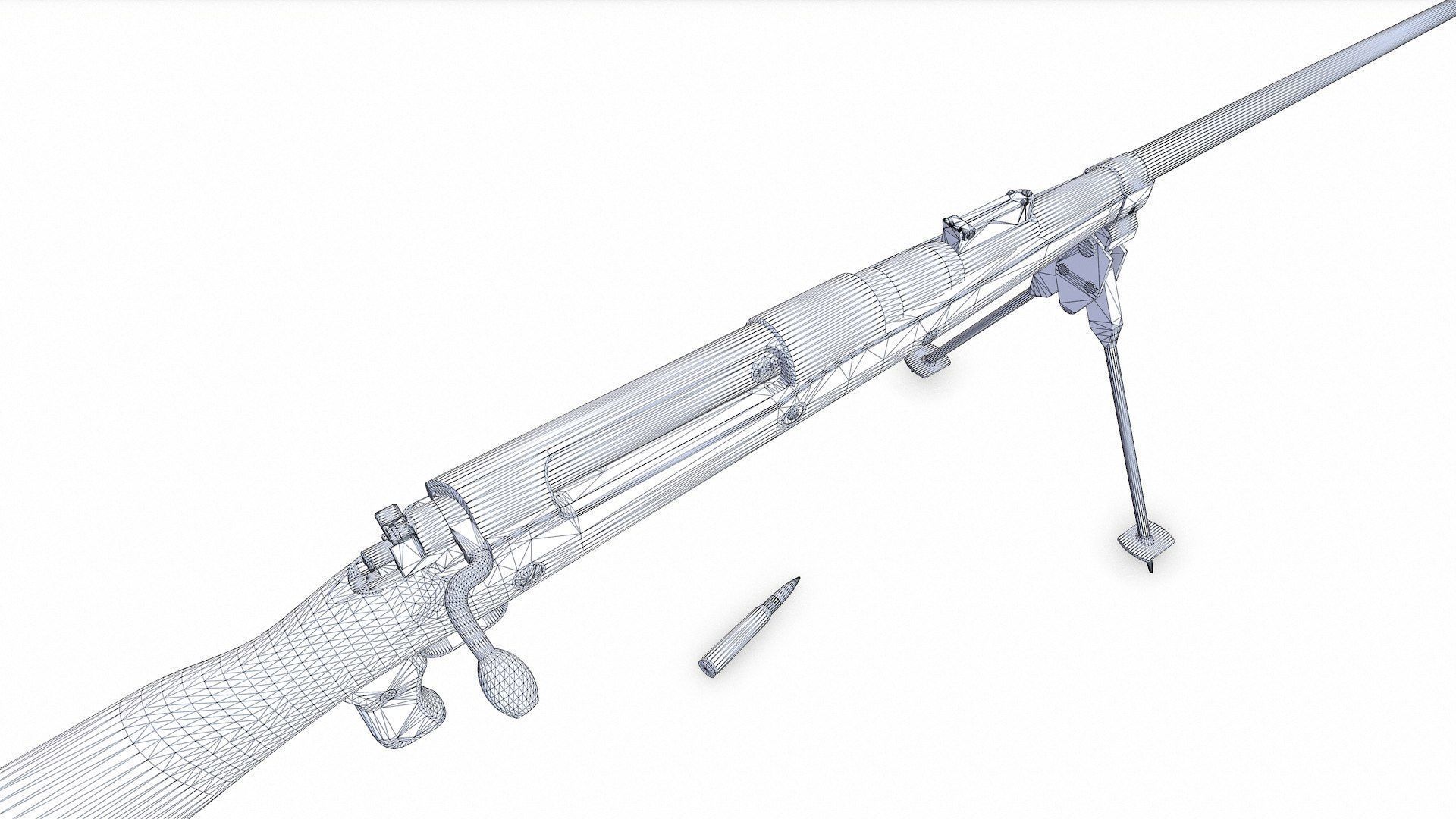 Mauser Tankgewehr T Gewehr M1918 Anti Tank Rifle Low-poly PBR Low-poly 3D model_24