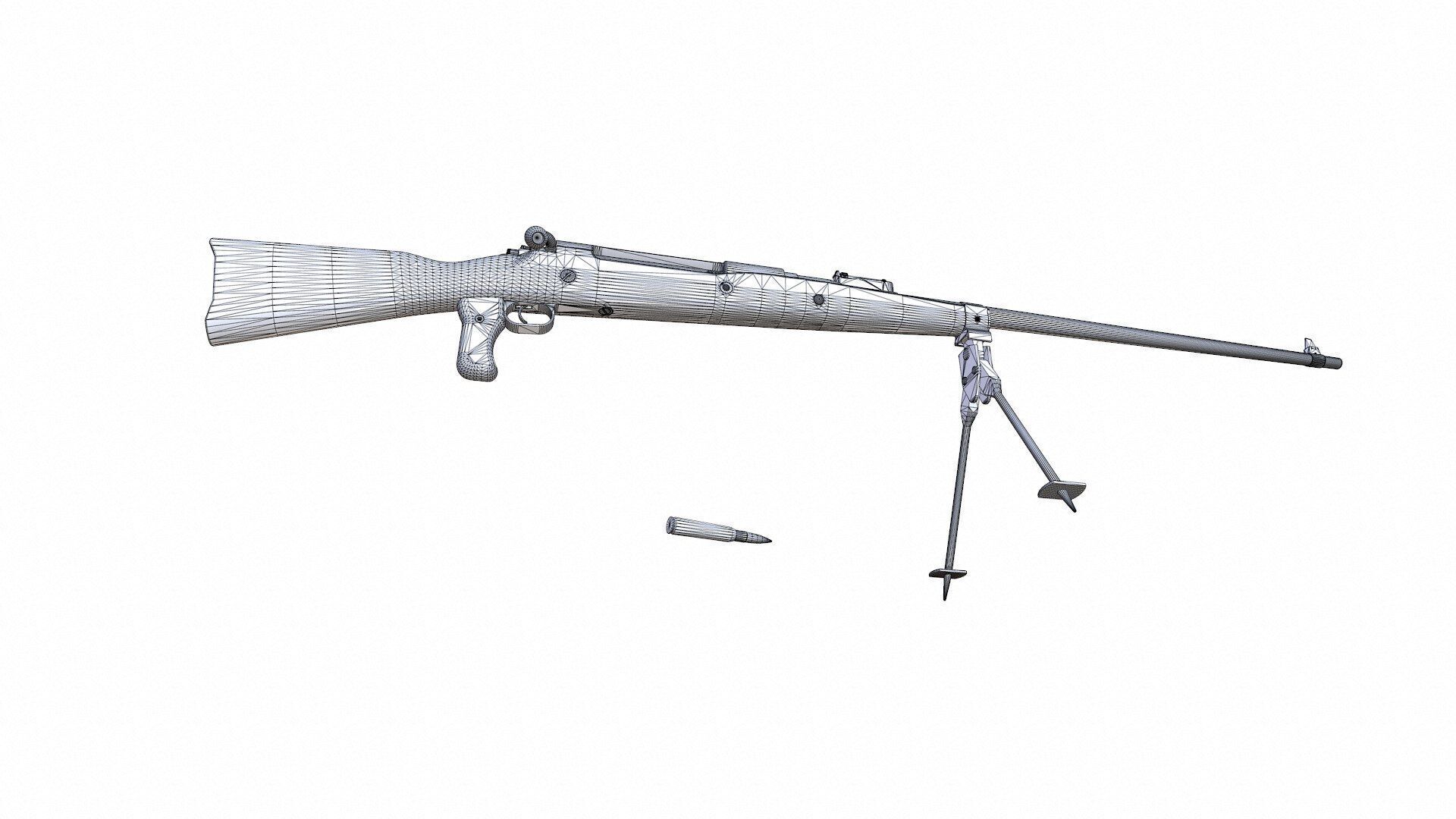 Mauser Tankgewehr T Gewehr M1918 Anti Tank Rifle Low-poly PBR Low-poly 3D model_25