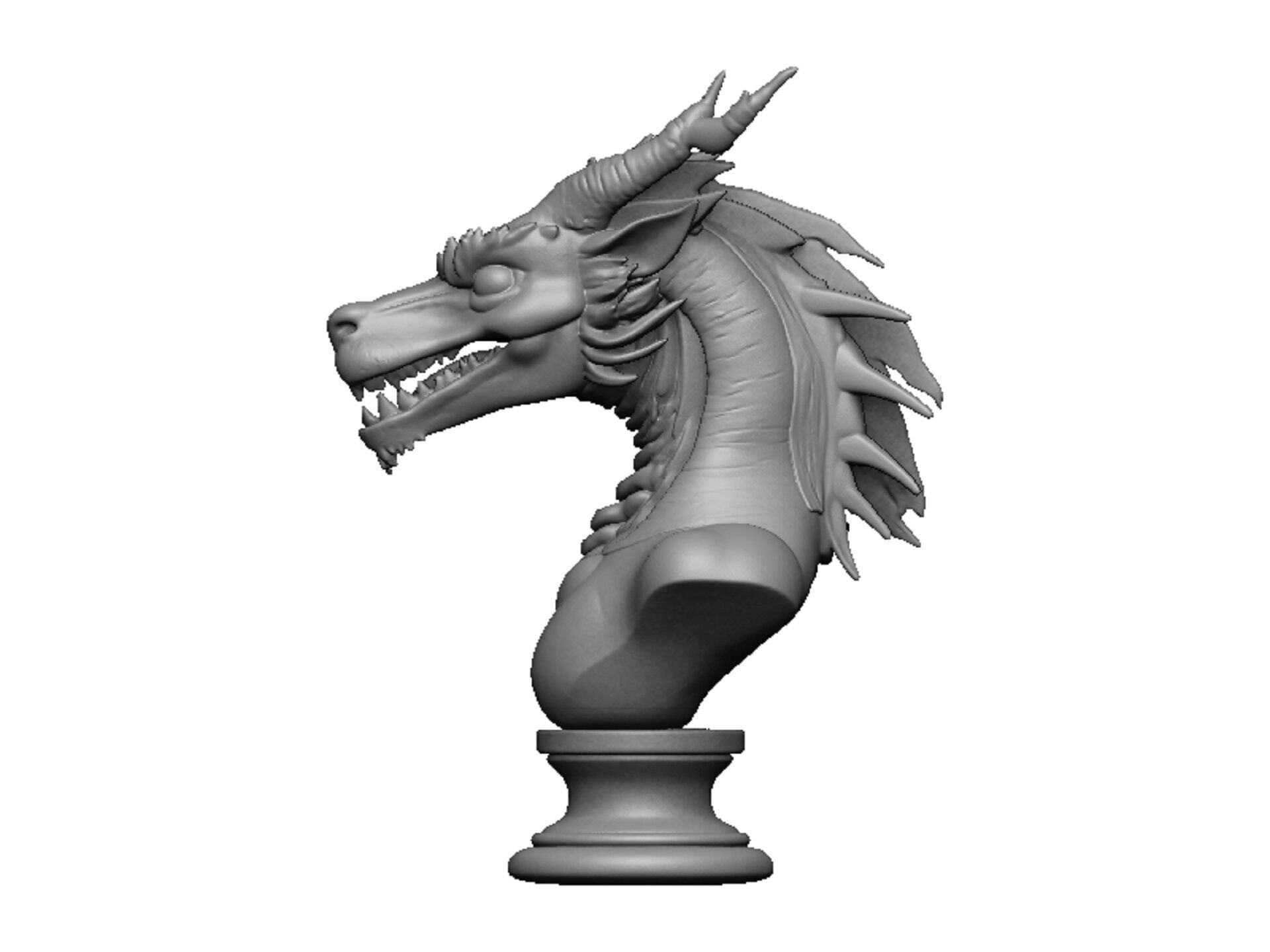 dragon head bust 3D print model_6