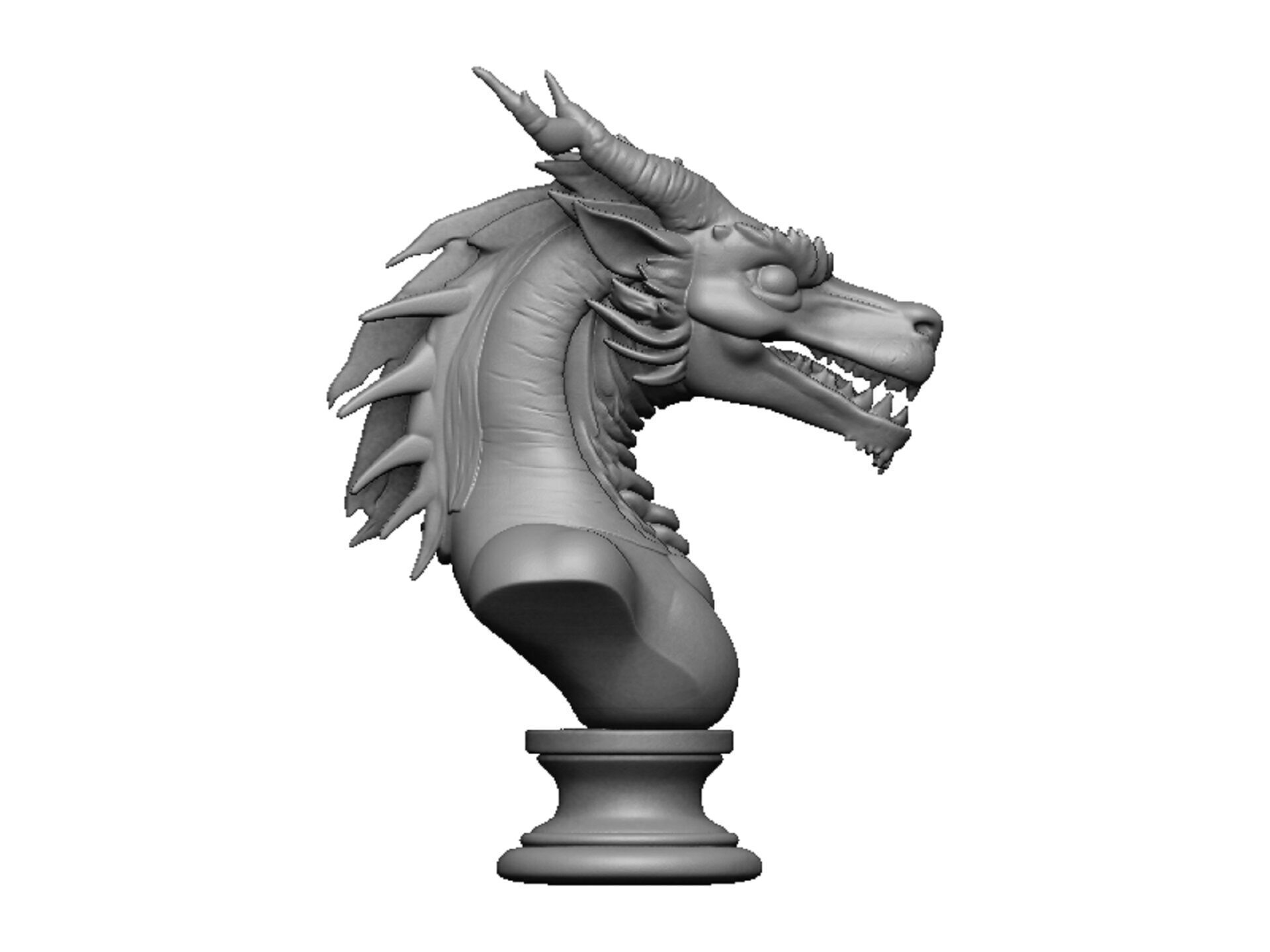 dragon head bust 3D print model_2