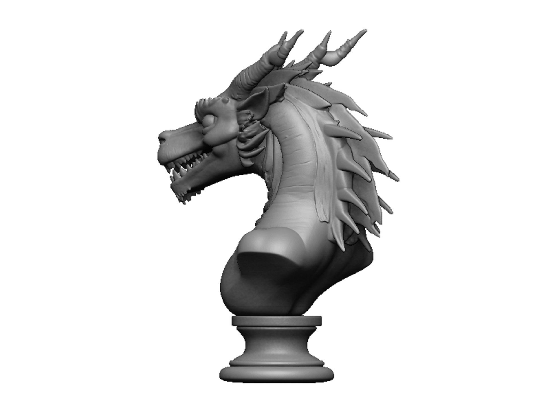 dragon head bust 3D print model_5
