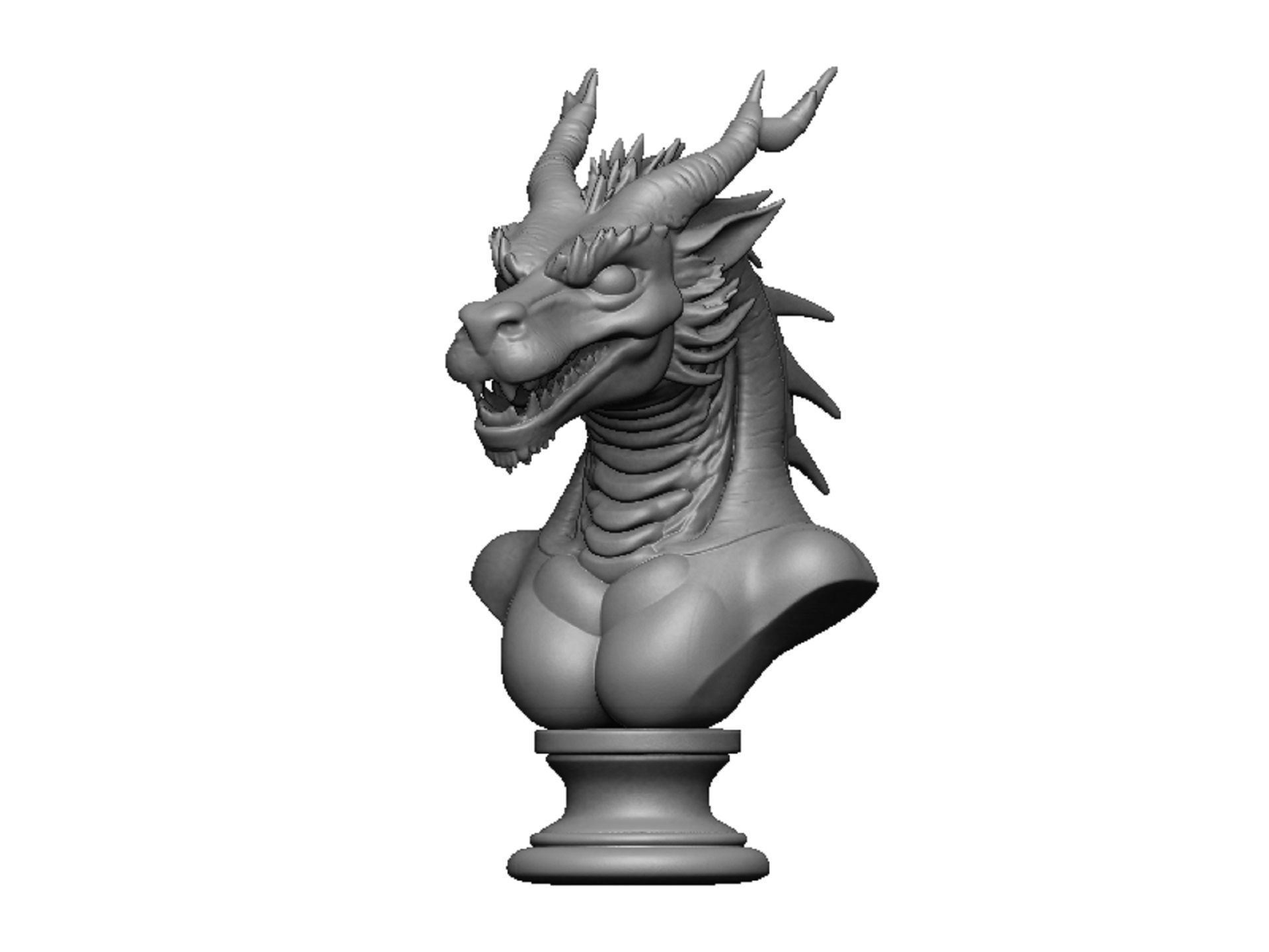 dragon head bust 3D print model_7