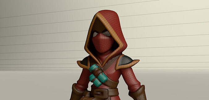 Stylized Game Ready Human Character Rigged named Chobra Low-poly 3D model