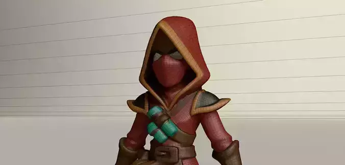 Stylized Game Ready Human Character Rigged named Chobra Low-poly 3D model