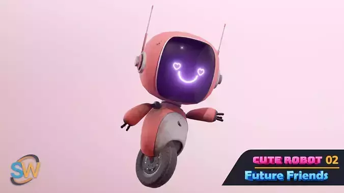 Cute Robot 02 Future Friends Low-poly 3D model Cute Robot 02 Future Friends Low-poly 3D model