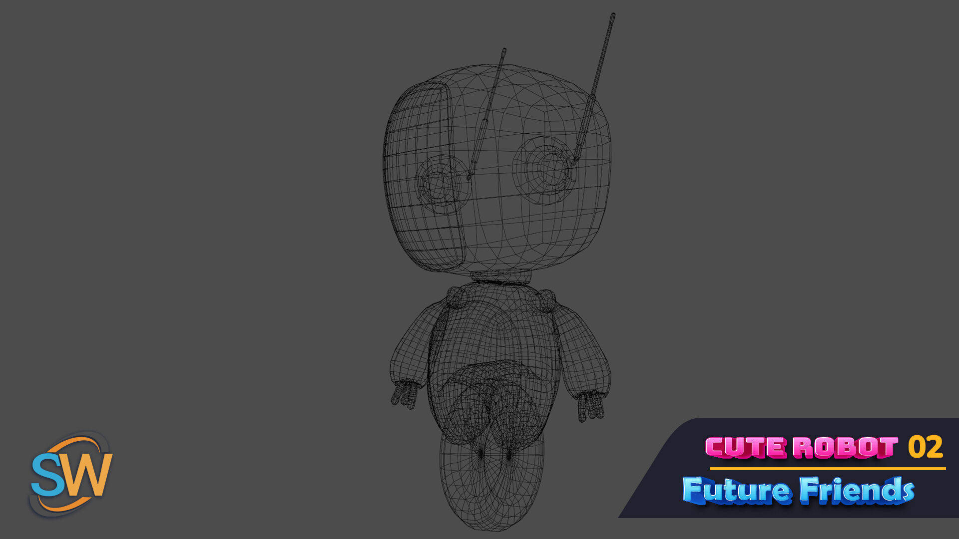 Cute Robot 02 Future Friends Low-poly 3D model_12