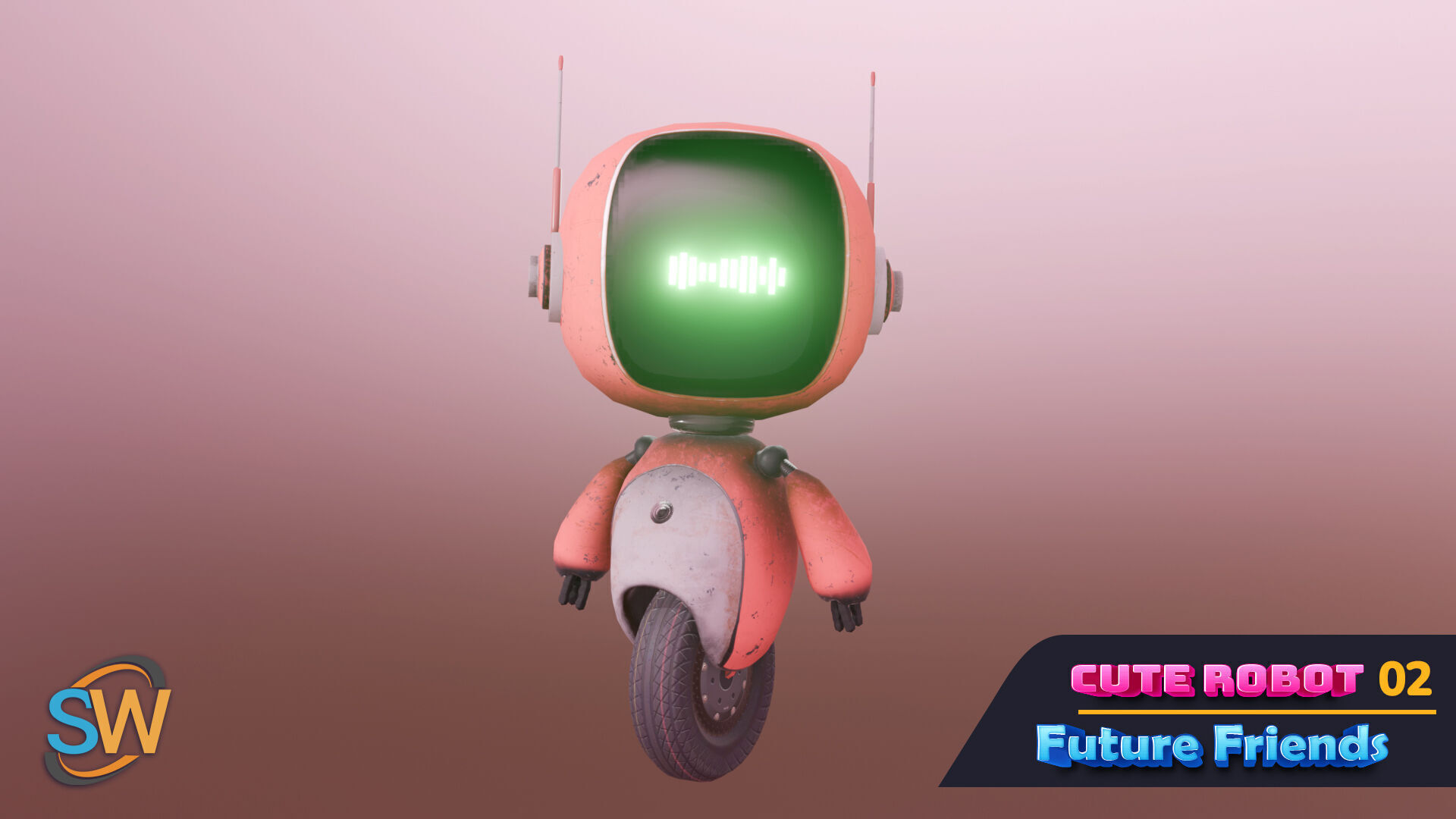 Cute Robot 02 Future Friends Low-poly 3D model_7