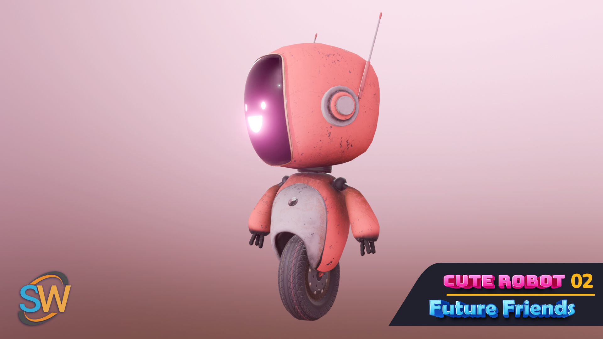 Cute Robot 02 Future Friends Low-poly 3D model_9