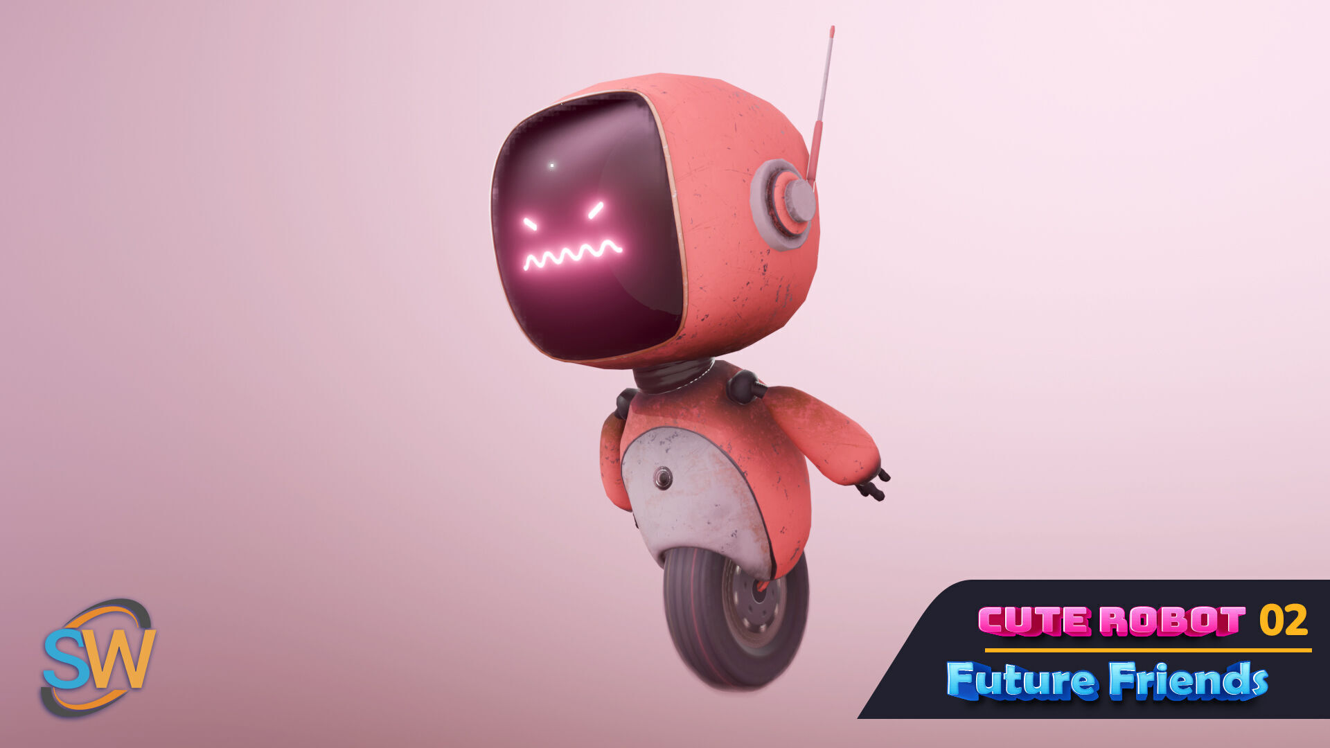 Cute Robot 02 Future Friends Low-poly 3D model_5