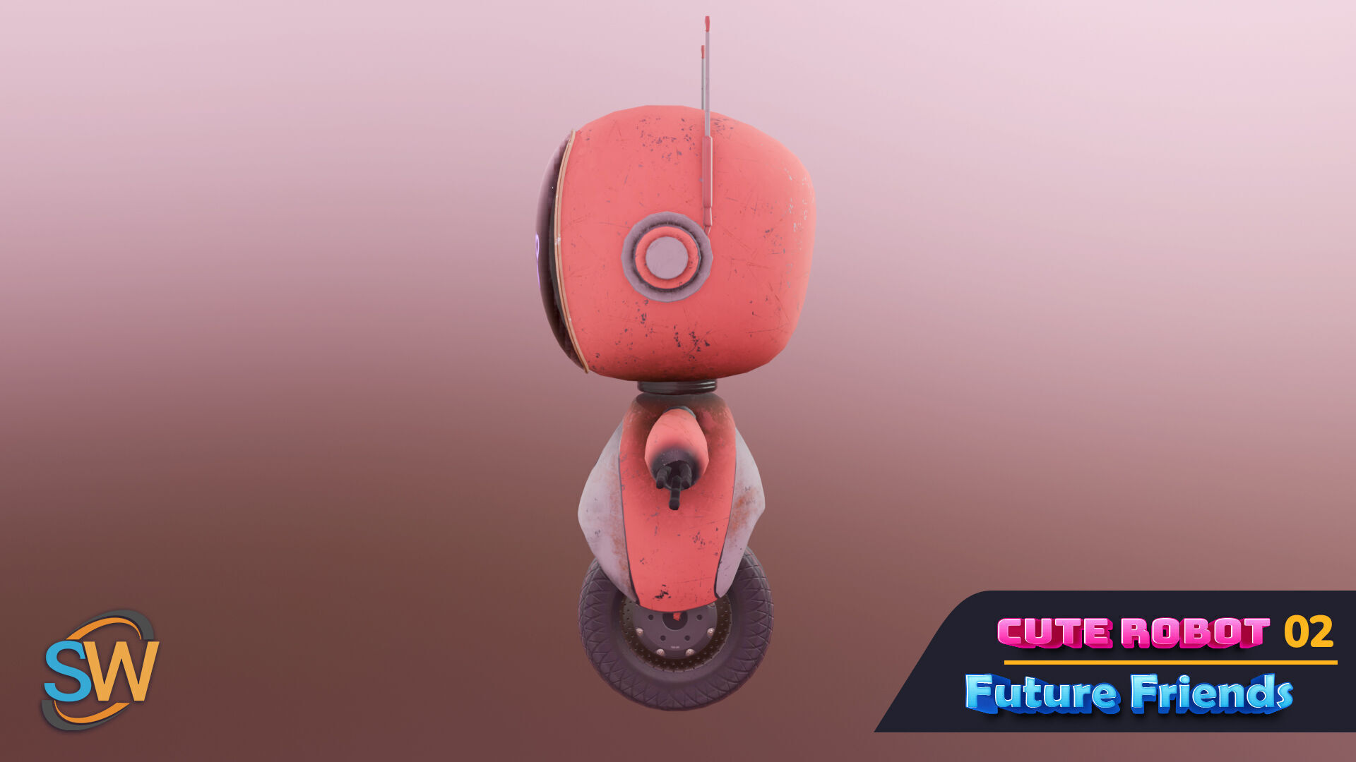 Cute Robot 02 Future Friends Low-poly 3D model_3